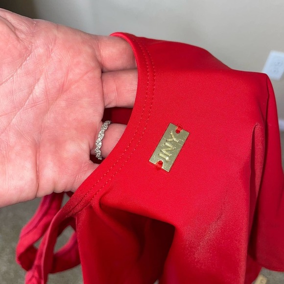 Jones New York swimsuit one piece red nautical rope tie front SZ SM baywatch - Picture 7 of 7